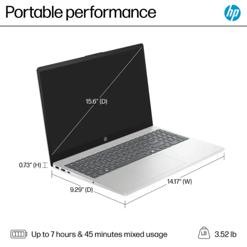 HP 15.6" Full HD TouchScreen Laptop 1920 x 1080, Intel Core i7-1355U, 32GB RAM 512GB SSD, Windows 11 Home, Microsoft Copilot, Wi-Fi 6, Natural Silver