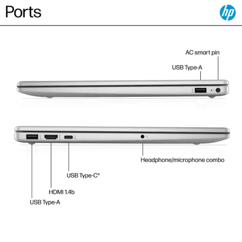 HP 15.6" Full HD TouchScreen Laptop 1920 x 1080, Intel Core i7-1355U, 32GB RAM 2TB SSD, Windows 11 Home, Microsoft Copilot, Wi-Fi 6, Natural Silver