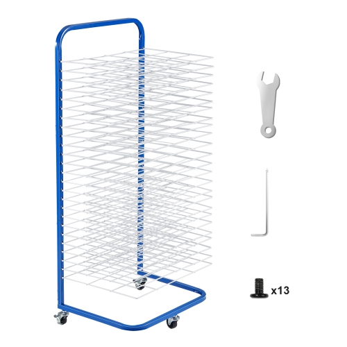 VEVOR 17 x 13 x 39.4 inch Art Drying Rack, 25 Removable Shelves Paint Drying Rack With Lockable Wheels, Carbon Steel Painting Drying Rack for Artwork