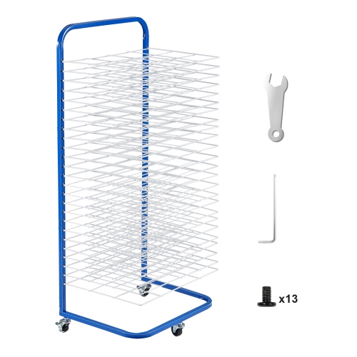 VEVOR 17 x 13 x 39.4 inch Art Drying Rack, 25 Removable Shelves Paint Drying Rack With Lockable Wheels, Carbon Steel Painting Drying Rack for Artwork