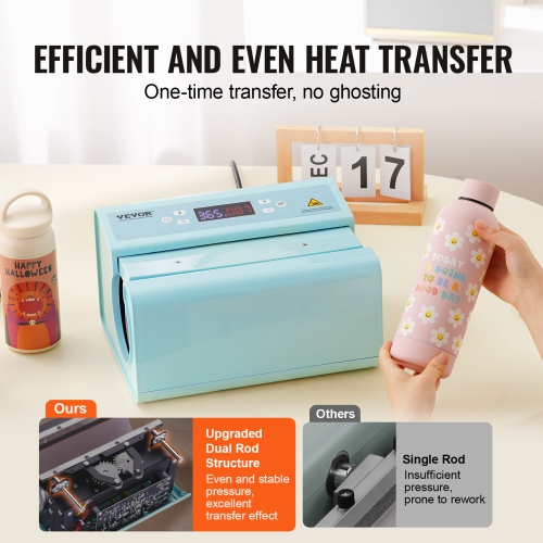 VEVOR Auto Tumbler Heat Press Machine, Mug Heat Press for 11-30oz Sublimation Tumblers, Heat Up Fast and Even, Tumbler Press with Tape and Glove,