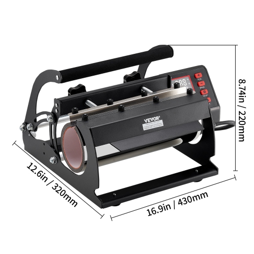 VEVOR 11-30oz Tumbler Heat Press Machine, Mug Press, Heat Up Fast and Even, Tumbler Press with Sublimation Paper, Tape and Gloves, Temp and Time