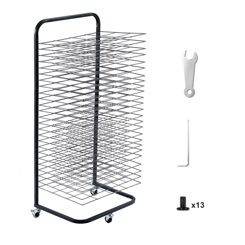 VEVOR 17 x 13 x 39.4 inch Art Drying Rack, 25 Removable Shelves Paint Drying Rack With Lockable Wheels, Carbon Steel Painting Drying Rack for Artwork