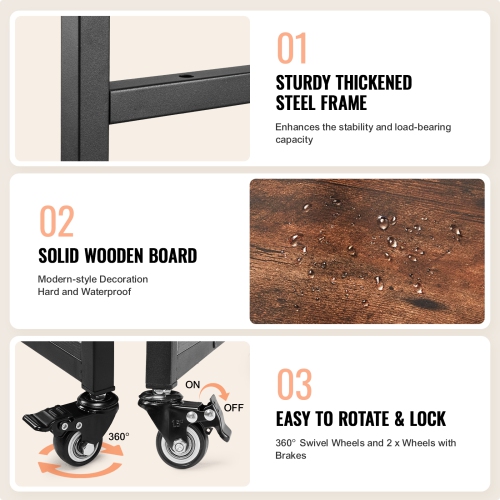 VEVOR 4 Tier Heat Press Table with Charging Station, Movable Heat Press Stand, Foldable Heat Transfer Machine Stand with Wheels, Rolling Metal