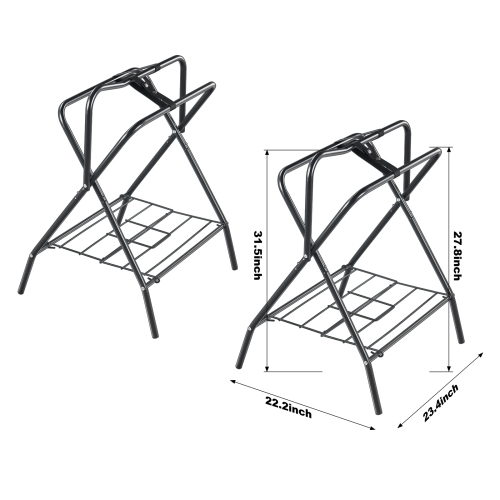 VEVOR 28 x 19 x 37.5 in Folding Saddle Rack, 2 Packs Freestanding Horse Saddle Stand, Portable Horse Blanket Holder, Heavy Duty Steel Saddle Rack for