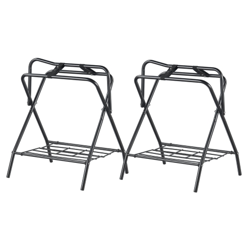 VEVOR 28 x 19 x 37.5 in Folding Saddle Rack, 2 Packs Freestanding Horse Saddle Stand, Portable Horse Blanket Holder, Heavy Duty Steel Saddle Rack for
