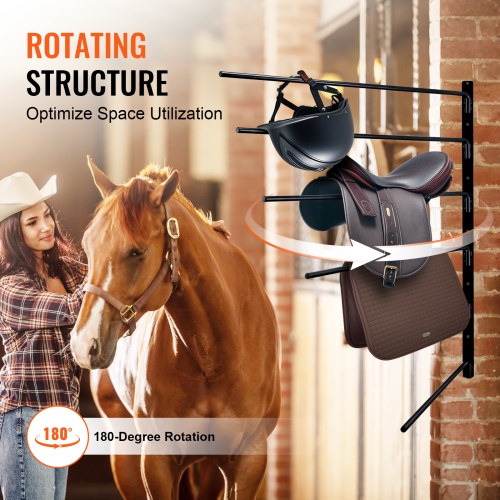 VEVOR 30.9 x 29.9 x 5.5 in Wall Mounted Saddle Rack, Swing Out Saddle Holder, Six Tiers Horse Saddle Stand, Space Saving Horse Pad and Blanket Rack