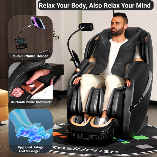 KoziSense 2025 Massage Chair Full Body, Zero Gravity SL-Track Shiatsu Massage Recliner Chair with Heat, AI Control, Body Scan and Calfrest Extension