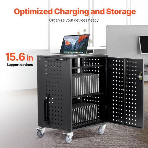 VEVOR 36 Device Charging Cart, Mobile Charging Station, Up to 15.6 in Screen Size, Office and Classroom Mobile Charging Cart, for Chromebook, Tablet