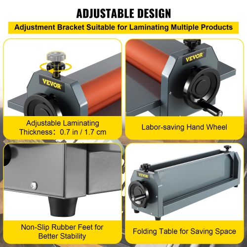 VEVOR 51 Inch Cold Laminator Machine 10mm Manual Vinyl Photo Film Cold laminator Hand Crank Pressure Cold Roll laminator(51Inch)