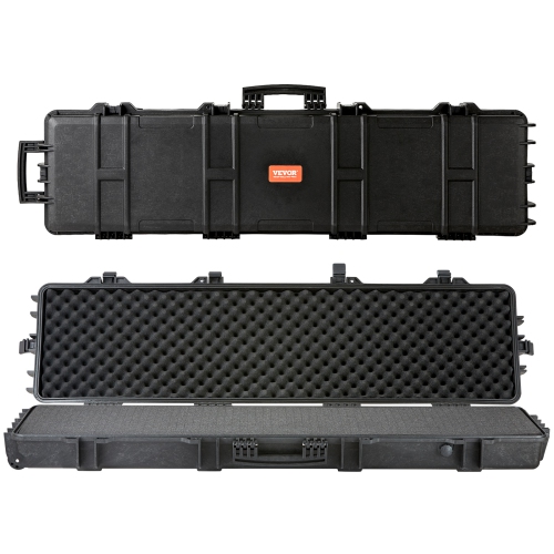 VEVOR 3 Layers Rifle Case, Rifle Hard Case with Fully-protective Foams, 50 inch lockable Hard Gun Case with Wheels, IP67 Waterproof & Crushproof, for