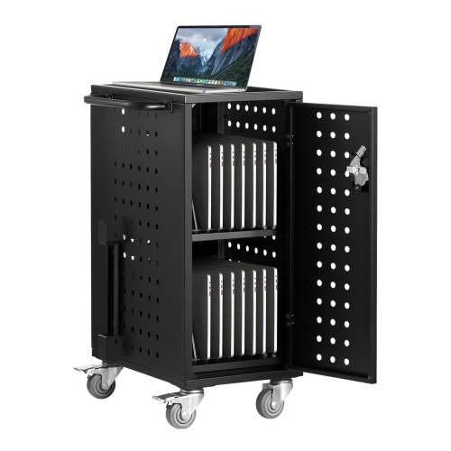 VEVOR 16 Device Charging Cart, Mobile Charging Station, Up to 15.6 in Screen Size, Office and Classroom Mobile Charging Cart, for Chromebook, Tablet