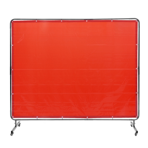 VEVOR  6' X 8' Welding Screen \w Frame, Welding Curtain Screen, Flame-Resistant Vinyl Welding Protection Screen On 4 Swivel Wheels (2 Lockable), For