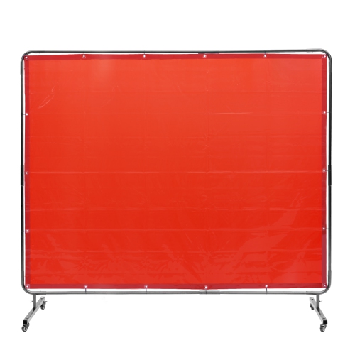 VEVOR 6' x 8' Welding Screen with Frame, Welding Curtain Screen, Flame-Resistant Vinyl Welding Protection Screen on 4 Swivel Wheels, for