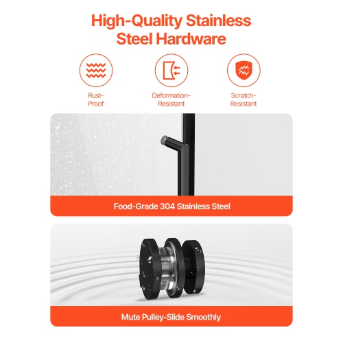 VEVOR 56-60 in W x 60 in H Frameless Sliding Bathtub Door, Shower Glass Door, Double Sliding Tub Door with 5/16 in Clear Tempered Glass and Stainless