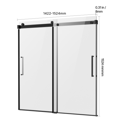 VEVOR 56-60 in W x 60 in H Frameless Sliding Bathtub Door, Shower Glass Door, Double Sliding Tub Door with 5/16 in Clear Tempered Glass and Stainless