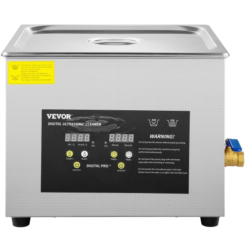 VEVOR 15L Upgraded Ultrasonic Cleaner Professional Digital Lab Ultrasonic Parts Cleaner with Heater Timer for Glass Dental Instruments Cleaning