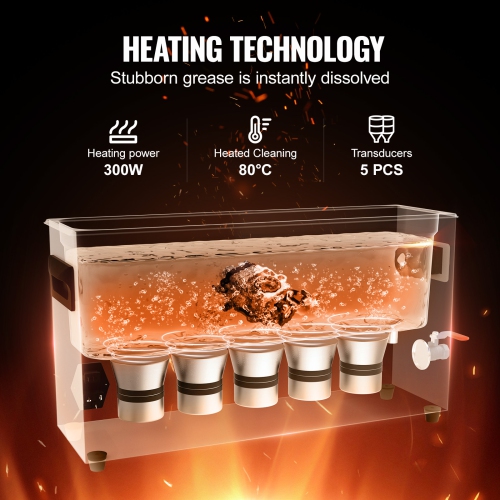 VEVOR 10L Ultrasonic Gun Cleaner, 300W Professional Ultra Sonic Cleaning Machine with Timer & Heater, 40kHz Digital Ultrasonic Cleaner with Basket