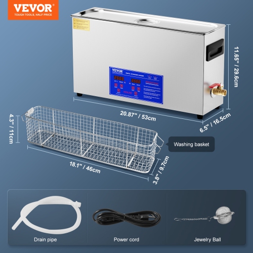 VEVOR 10L Ultrasonic Gun Cleaner, 300W Professional Ultra Sonic Cleaning Machine with Timer & Heater, 40kHz Digital Ultrasonic Cleaner with Basket