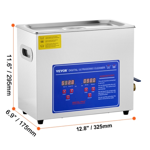 VEVOR 6 L Professional Ultrasonic Cleaner, Ultrasonic Jewelry Cleaner with Digital Timer & Heater, Stainless Steel Industrial Sonic Cleaner 40kHz for
