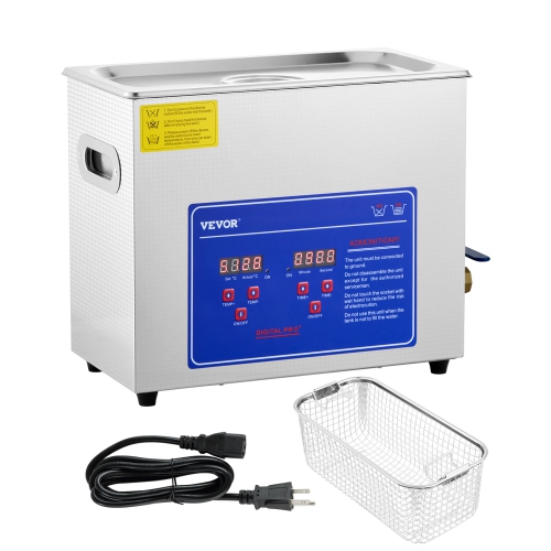 VEVOR 6 L Professional Ultrasonic Cleaner, Ultrasonic Jewelry Cleaner with Digital Timer & Heater, Stainless Steel Industrial Sonic Cleaner 40kHz for