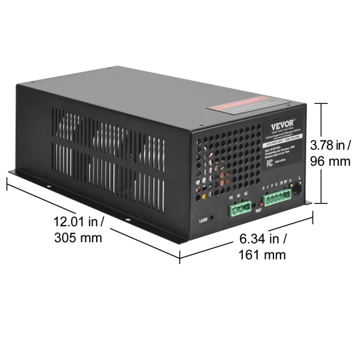 VEVOR 150W CO2 Laser Power Supply, Power Supply for 150W Laser Tube, Constant Current Protection, Open Circuit Protection, Fast Heat Dissipation,