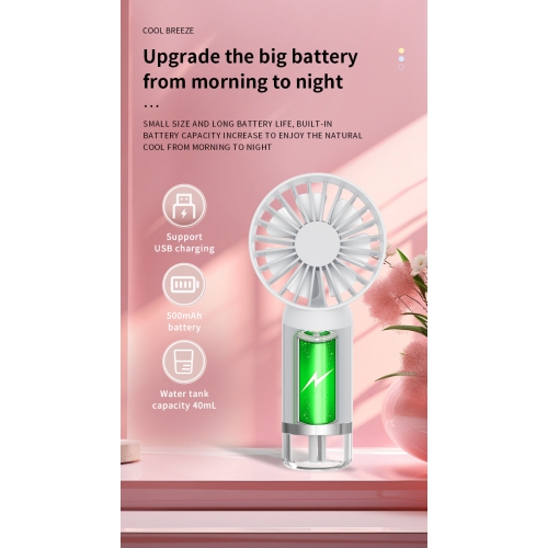 Handheld spray fan, cooling fan USB portable small fan, desktop fan, 500mAh-800mAh, 3 wind speeds - white new