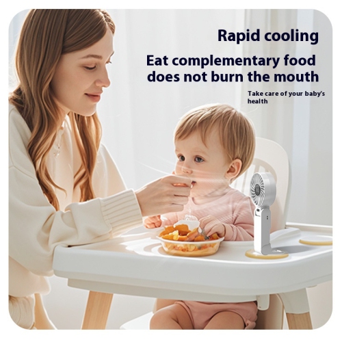 Handheld folding fan, portable neck hanging outdoor small fan, digital display 100-speed auxiliary food small fan