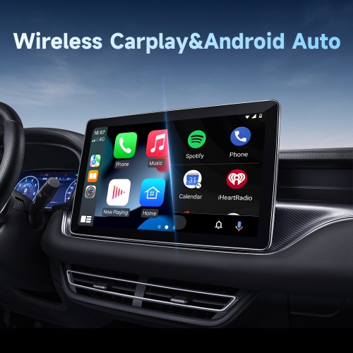 CarPlay avec fil à sans fil, boîte adaptateur de navigation intelligente pour voiture deux dans un adaptateur sans fil CarPlay et Android Auto,