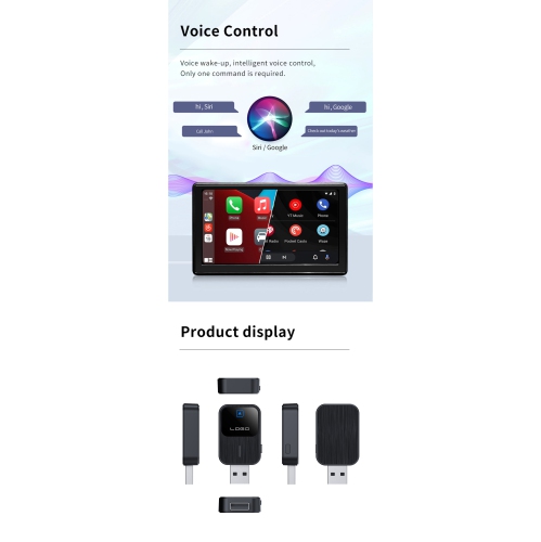 Adaptateur CarPlay sans fil, module de navigation intelligent deux-en-un avec fil à sans fil pour l'auto Android d'Apple