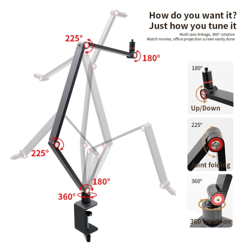 Support de projecteur, support de tablette, support de microphone en porte-à-faux, support de caméra Live, bureau réglable, support de projecteur à