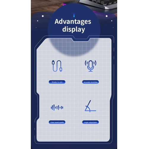 Microphone de jeu, microphone USB, microphone RGB à condensateur de diffusion en direct, enregistrement de chant, USB coloré, téléphone portable