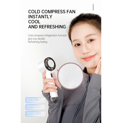 Semiconductor refrigeration handheld fan, mini outdoor portable ice cold compress USB charging high wind power desktop small fan, 2000 mAh battery -