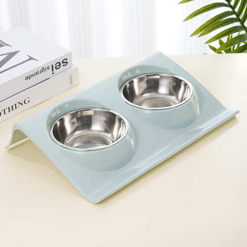 Bol en acier inoxydable pour animal de compagnie, bol antidérapant en plastique Slope pour chien, bol pour chat avec semelle anti-éclaboussures