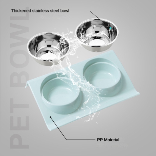 Bol en acier inoxydable pour animal de compagnie, bol antidérapant en plastique Slope pour chien, bol pour chat avec semelle anti-éclaboussures