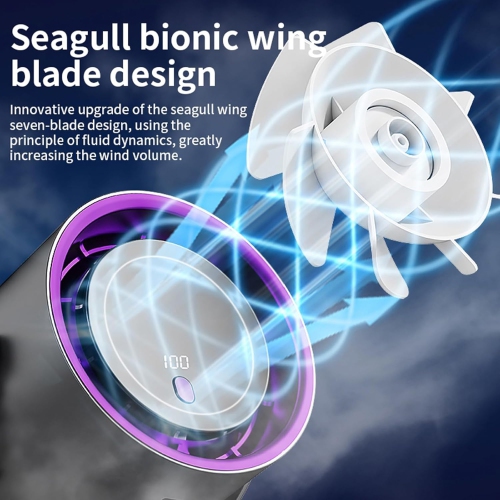 Desktop bladeless fan, USB clip-on portable digital display 100-speed high-speed turbo fan, LED digital power display, 5-speed wind adjustment