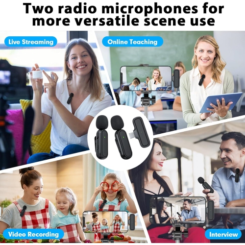 Wireless lavalier microphone, built-in charging compartment, intelligent noise reduction, clear sound pickup