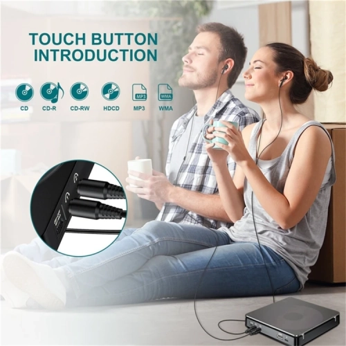 Portable CD Player Walkman, English Learning Retro CD Disc Album Player, Battery Life Digital Display with Dual 3.5mm Stereo Audio Jacks