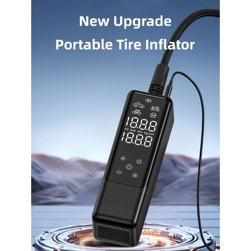 Digital display intelligent portable 12V car air pump, high power electric car tire motorcycle air pump, handheld car tire inflator