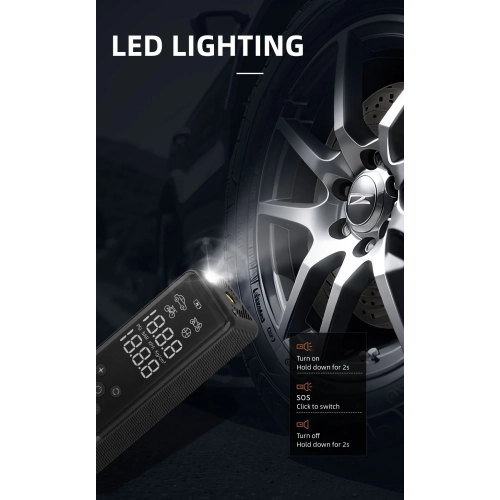 Digital display intelligent portable 12V car air pump, high power electric car tire motorcycle air pump, handheld car tire inflator