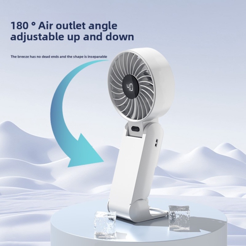 Handheld folding fan, portable neck hanging outdoor small fan, digital display 100-speed auxiliary food small fan
