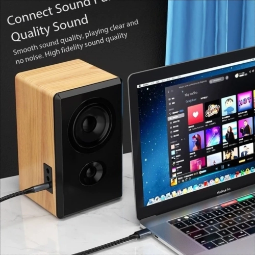 USB to 3.5mm audio cable, computer to headphone speaker connection cable sound card accompaniment AUX adapter, [USB male to 3.5 male audio cable] 2m