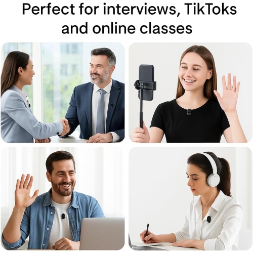 Micro-cravate sans fil, diffusion en direct sur téléphone mobile, avec étui de chargement, retour d'oreille avec réduction du bruit, interface