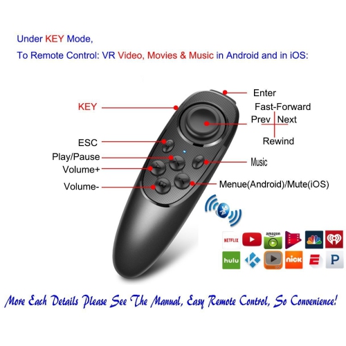 VR Remote Controller Gamepad Bluetooth Control VR Video, Game, Selfie, Page Turning E-book/PPT/Nook Page, Mouse, VR Headset PC Tablet Laptop iPhone
