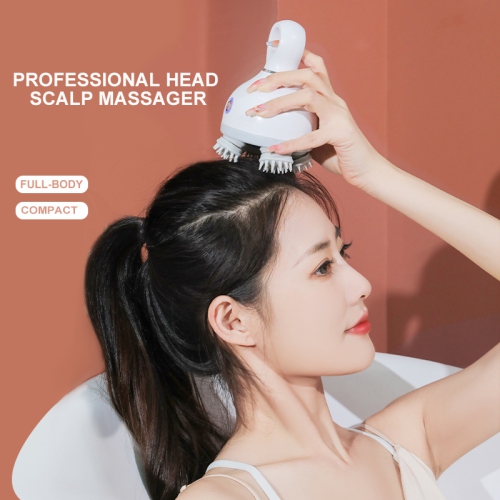 K118 Head Massager Head, Therapeutic and De-stressing Acupoint Electric Meridian Brush, Waterproof Kneading Handheld Scalp Massager