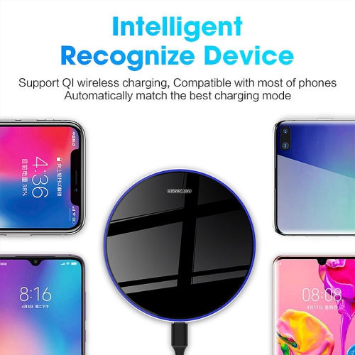 15W mirror mobile phone wireless charger, round shape suitable for Huawei, Apple, Xiaomi, Samsung wireless charging fast charging