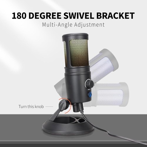 RGB microphone, USB live broadcast condenser microphone, microphone computer competition recording, with light