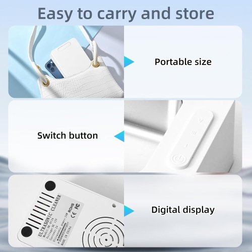 Household Ultrasonic Cleaning Machine, Glasses Jewelry Watch Pen Tip Makeup Brush Cleaning Machine, 530mL Capacity, with 304 Stainless Steel Water