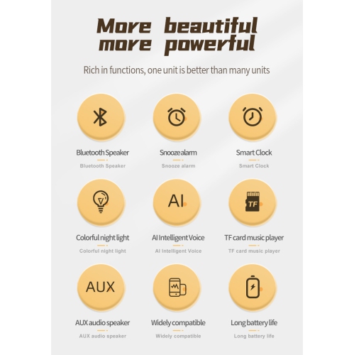 Bluetooth speaker with high volume and night light, student dormitory smart voice alarm clock with card charging, suitable for home, mobile, karaoke,