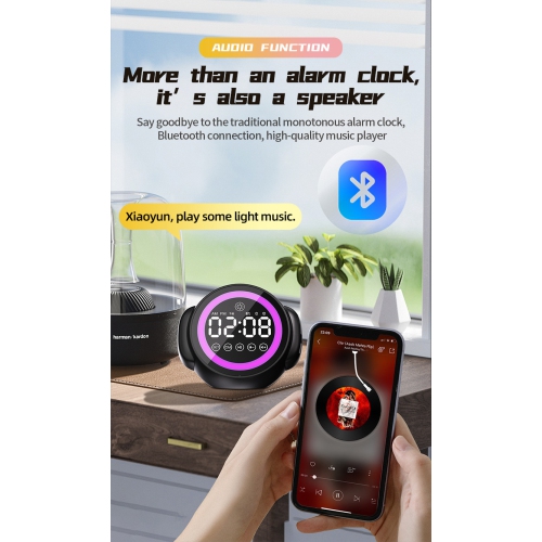 Bluetooth speaker with high volume and night light, student dormitory smart voice alarm clock with card charging, suitable for home, mobile, karaoke,